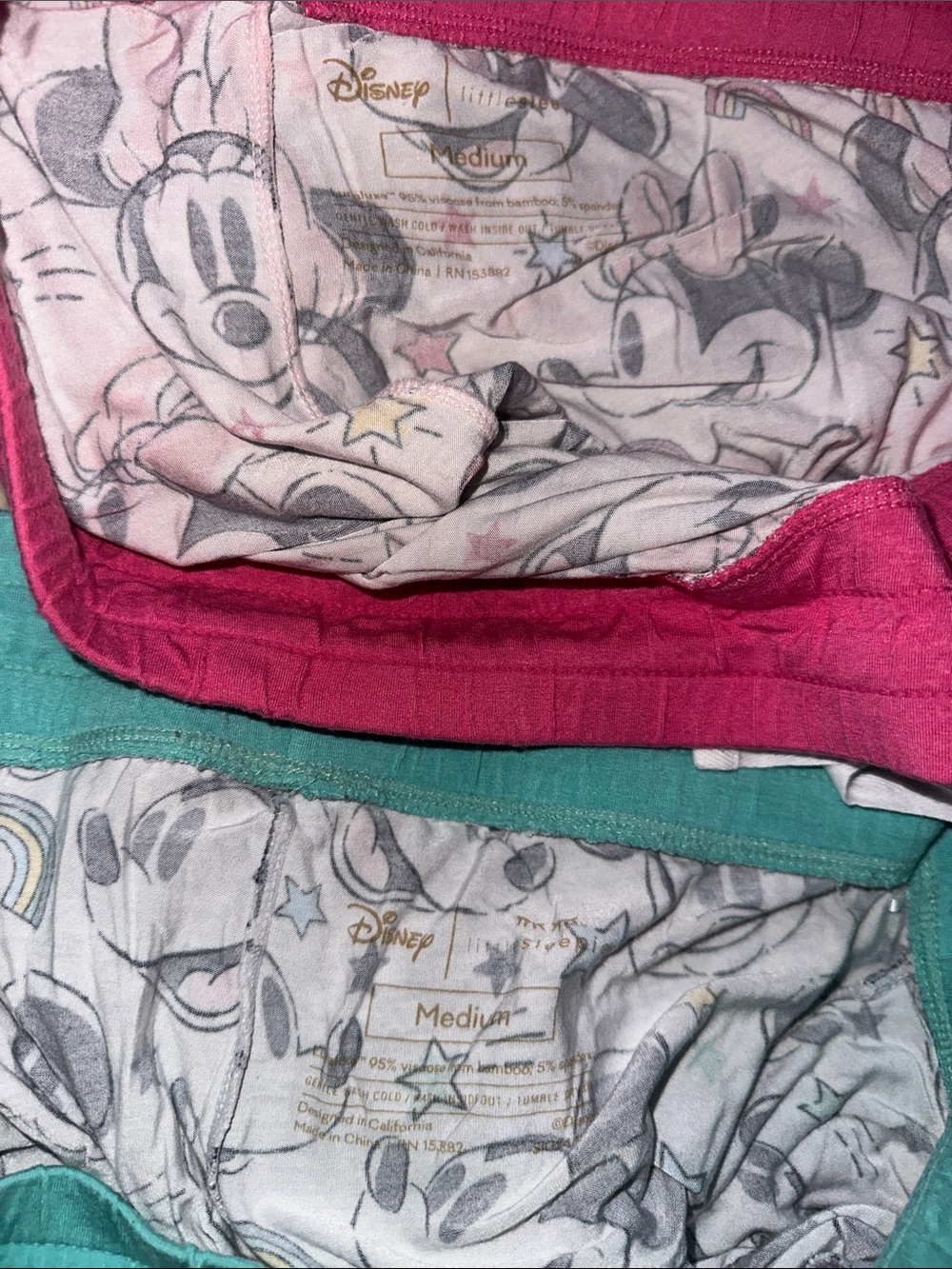 Little Sleepies Minnie & Mickey Pajama Bottoms in Pink and Teal - Picture 4 of 4